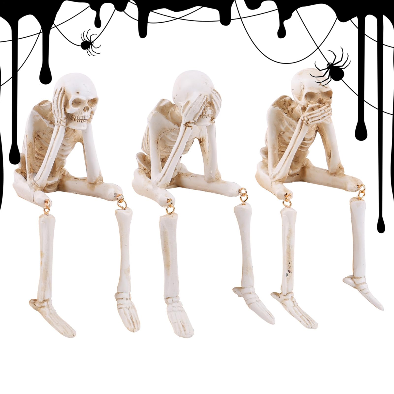 Esqueleto del Halloween 3 Figuras Sentadas Realistas