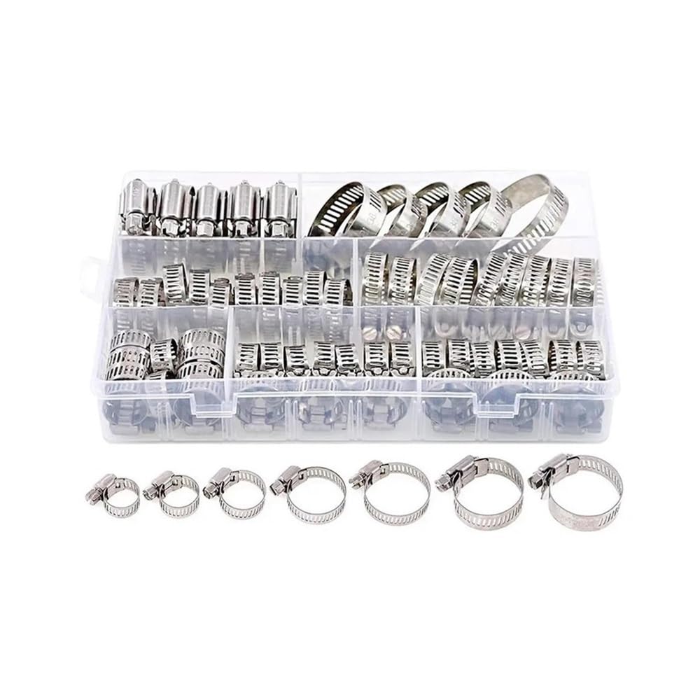Weoodoer One Color 60Pcs Hose Clamp Assortment Kit, 7 Adjustable Size 1/4''- 1-1/2'' (6-38Mm) Worm Gear Metal Fuel Line