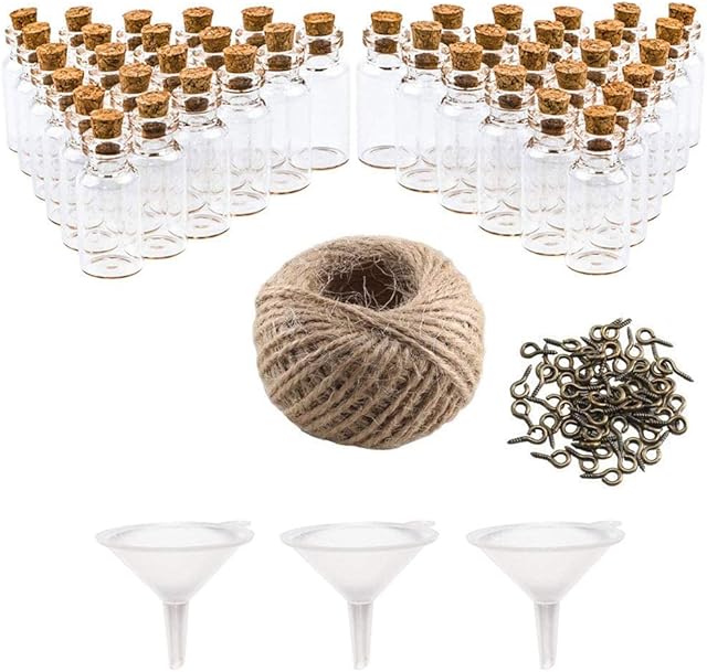AILANDA UINOEU 48Pcs Small Glass Bottles with Cork Lids, 20ml Mini Glass Bottle with Stoppers Clear Spell Jars Wishing Bottles Glass Vials for Party Weddings DIY Crafts Decoration Storage Accessories