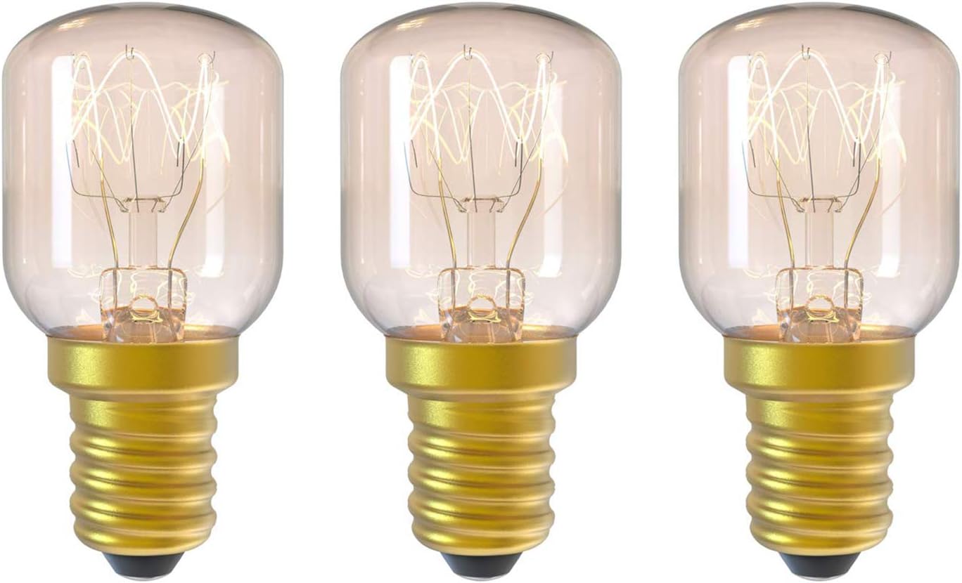 DGE E14 15w Incandescent Bulb T25 2300K Small Screw Cap Pygmy Light Bulbs for Microwave/Fridge/Oven/Himalayan Salt Lamp/Freezers/Pottery Bulb Small Edison Screw (SES),Pack of 3