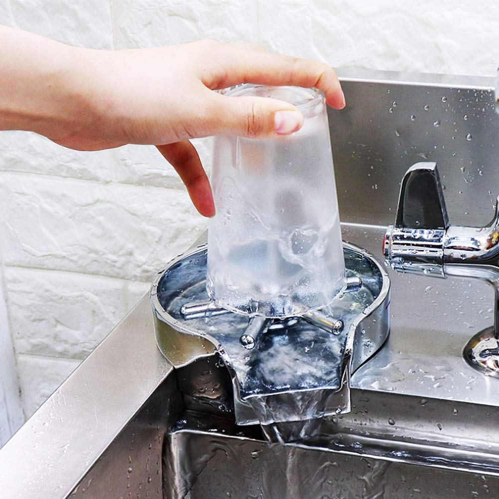 Enjuagadora Limpiadora de Tazas de Acero Inoxidable para Bar Doméstico, Hotel, Lavado a Alta Presión, Salida de Agua Multiángulo, Limpieza B-1312 Modelo G1/2 Pulgadas