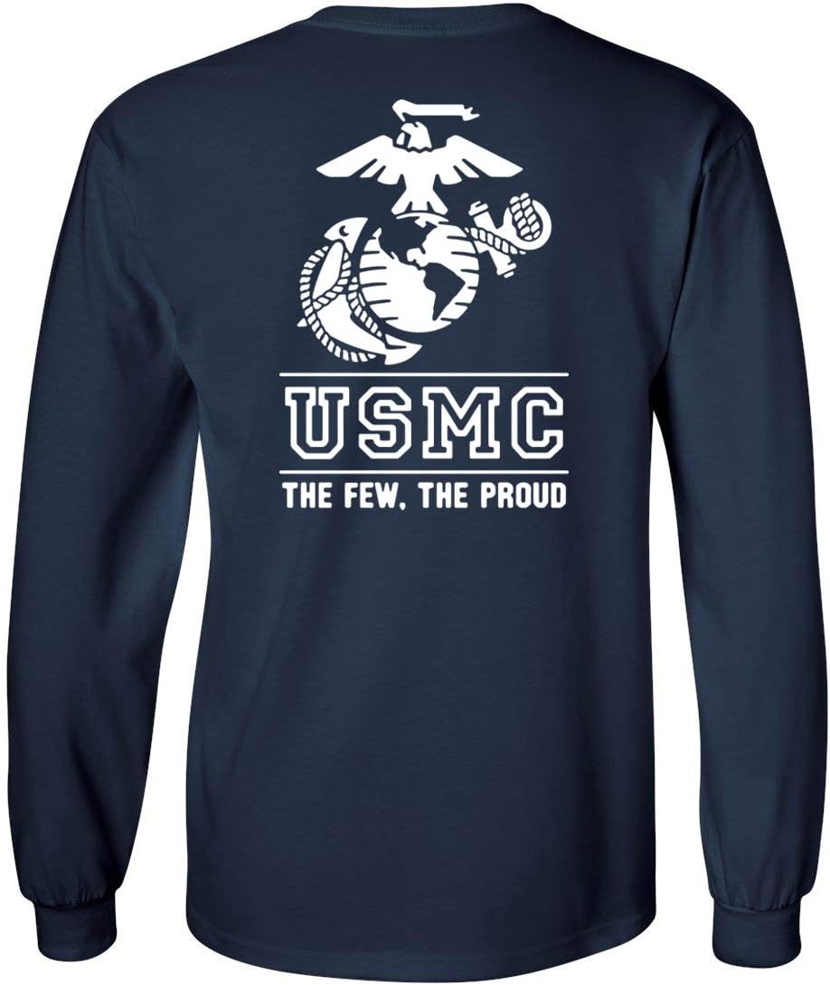 Lucky Ride Marines USMC The Few The Proud White Emblem F&B Long Sleeve T-Shirt - Image 2