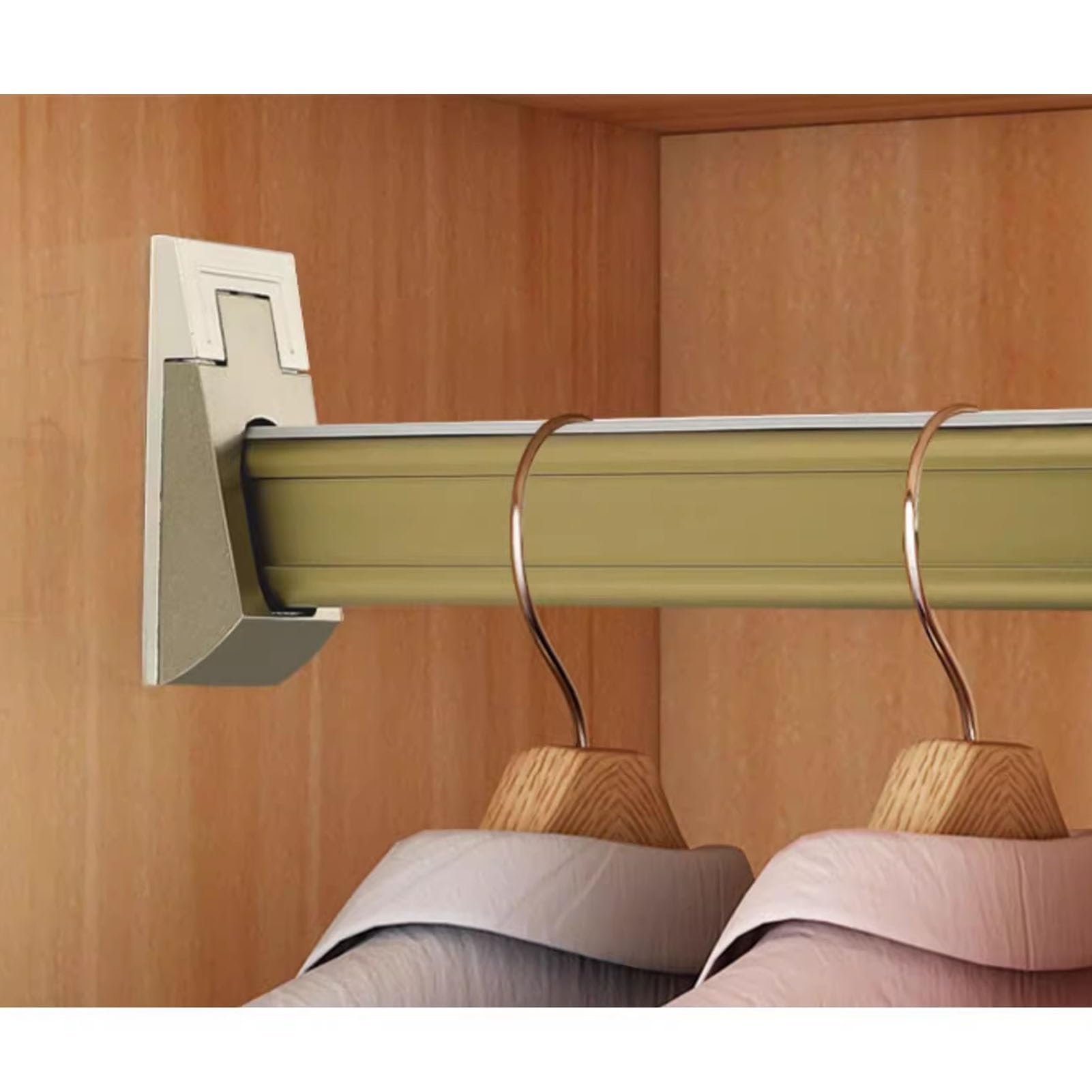 Asta per armadio in alluminio da 96,5 cm con sformati, appendiabiti per guardaroba e lavanderia, asta resistente, diverse lunghezze disponibili (champagne)