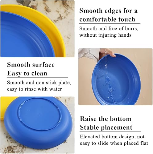 Miniatura 7 de Berglander UKR - Juego de 12 platos de plástico reutilizables y resistentes irrompibles de 9 pulgadas, platos para ensalada, cuencos para pasta,