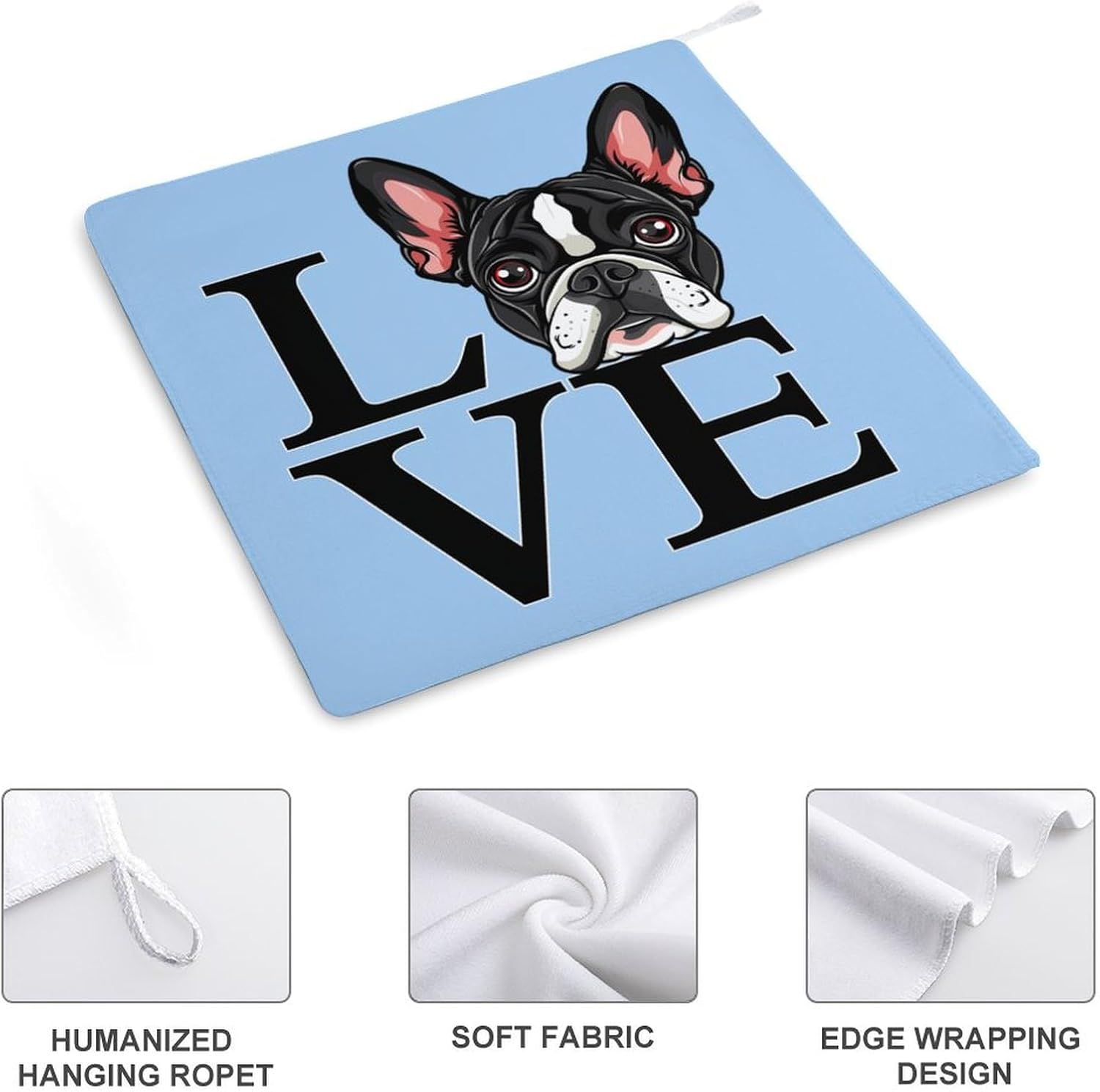 I Love Boston Terriers Hand Towels for Bathroom Kitchen Towels Small Towel Handkerchiefs with Hanging Loop 4PCS