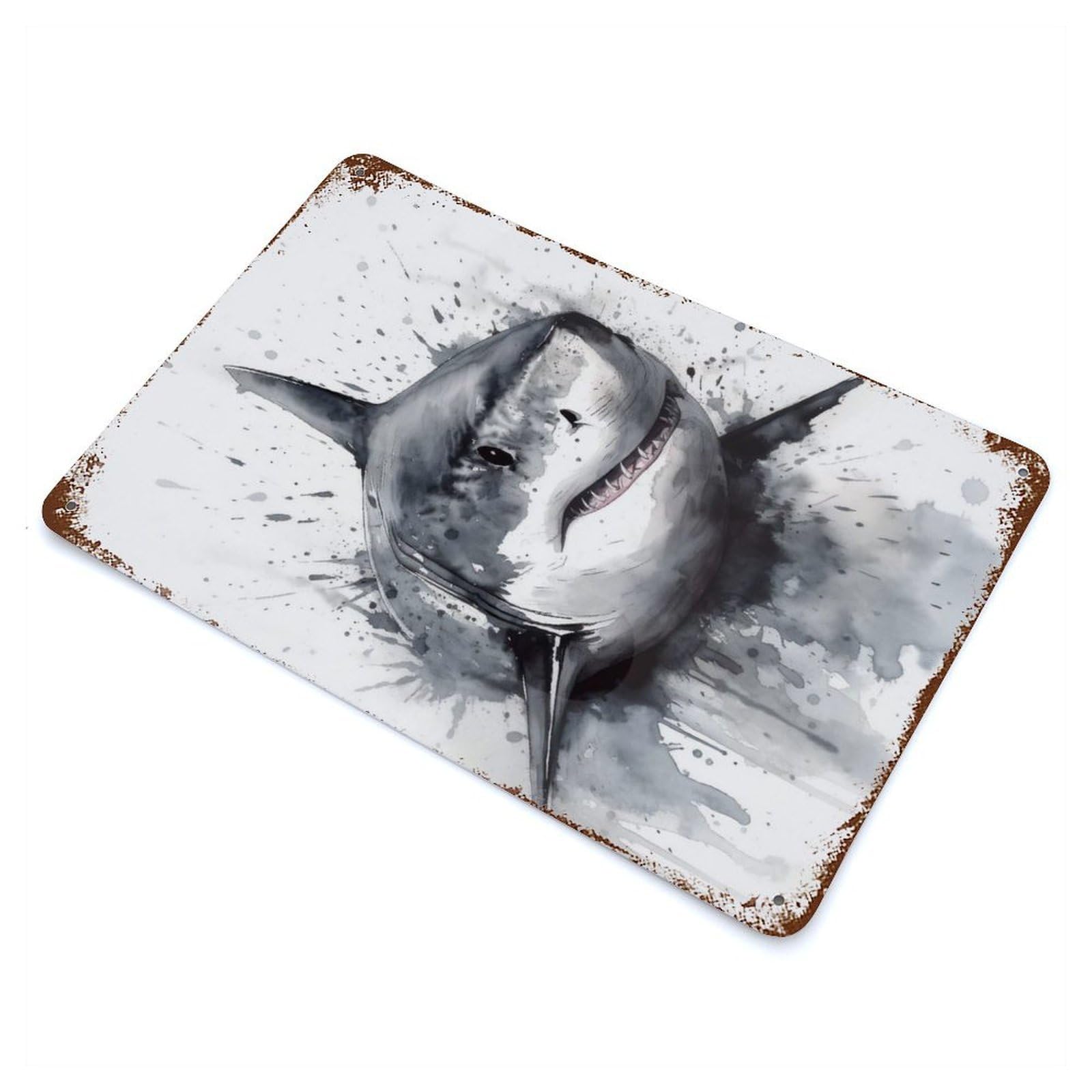Shark Ocean Majesty Rust Effect Tin Sign 11.8"x7.9", Ideal for Garage, Bar And Workshop Decor