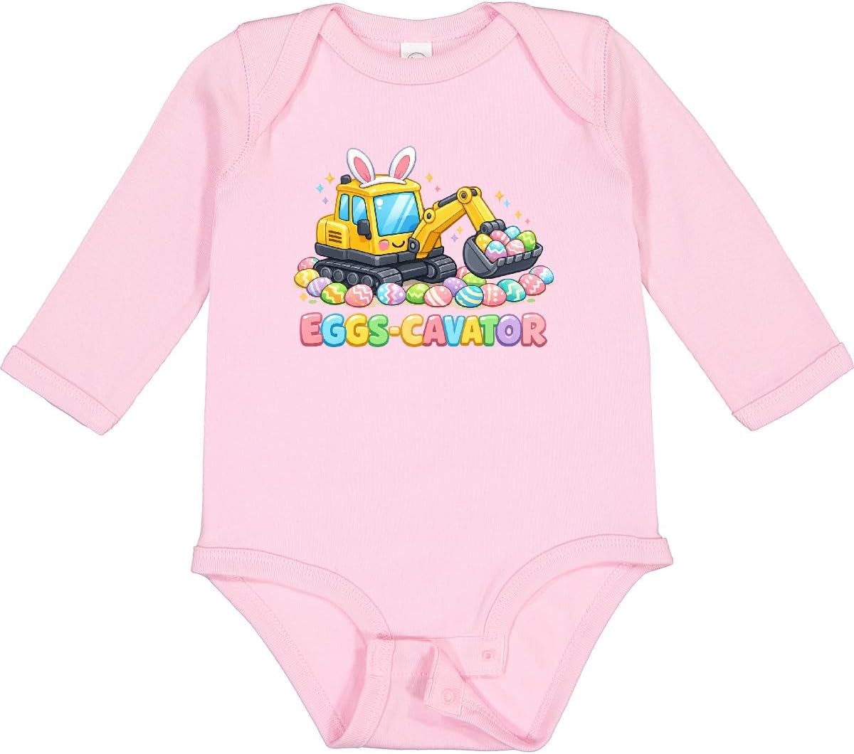 inktastic Eggs-cavator Easter Bunny Excavator Long Sleeve Creeper