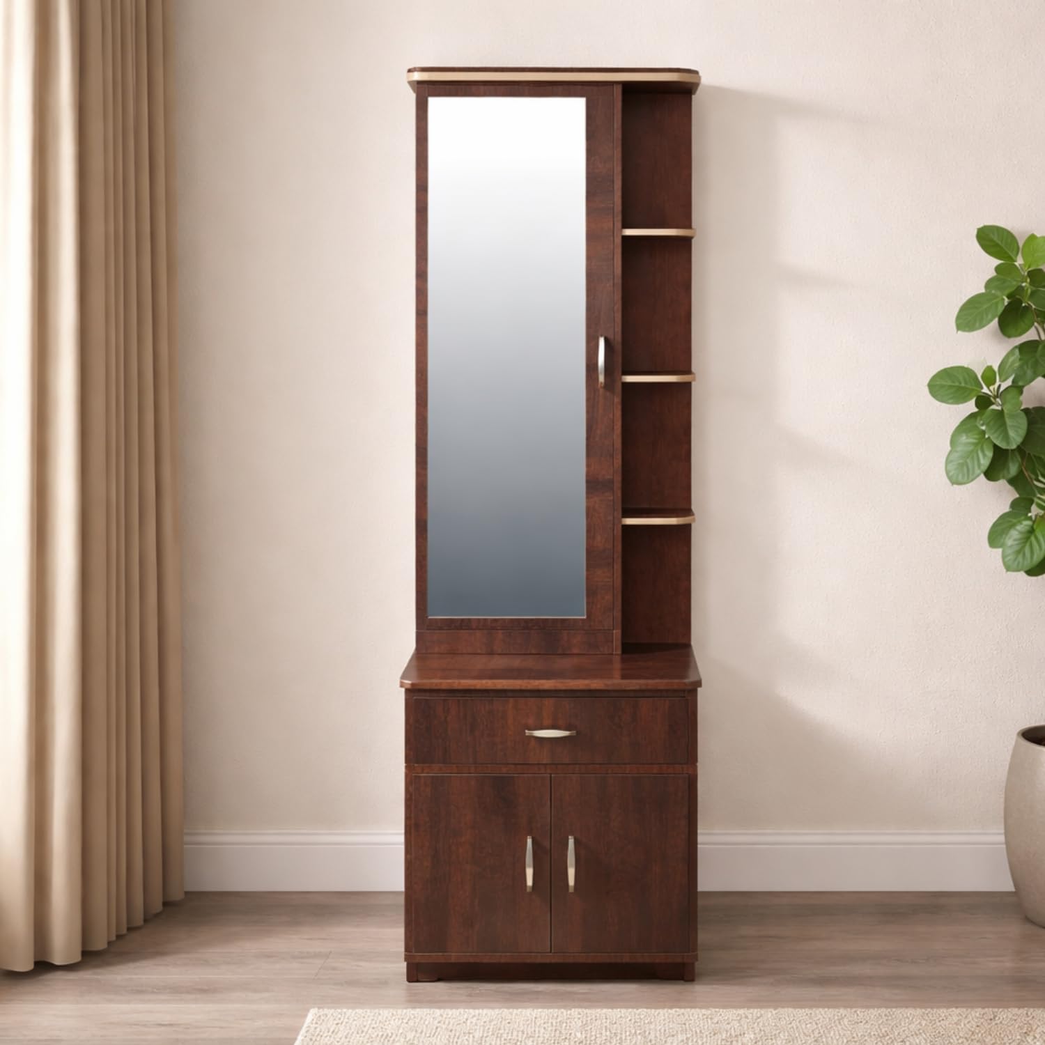 CASPIAN Furniture Dressing Table with Shelves and Drawer || Make up Table|| Organizer for Room Engineered Wood Dressing Table Rainfrest Brown 72 * 13 * 24-image-46