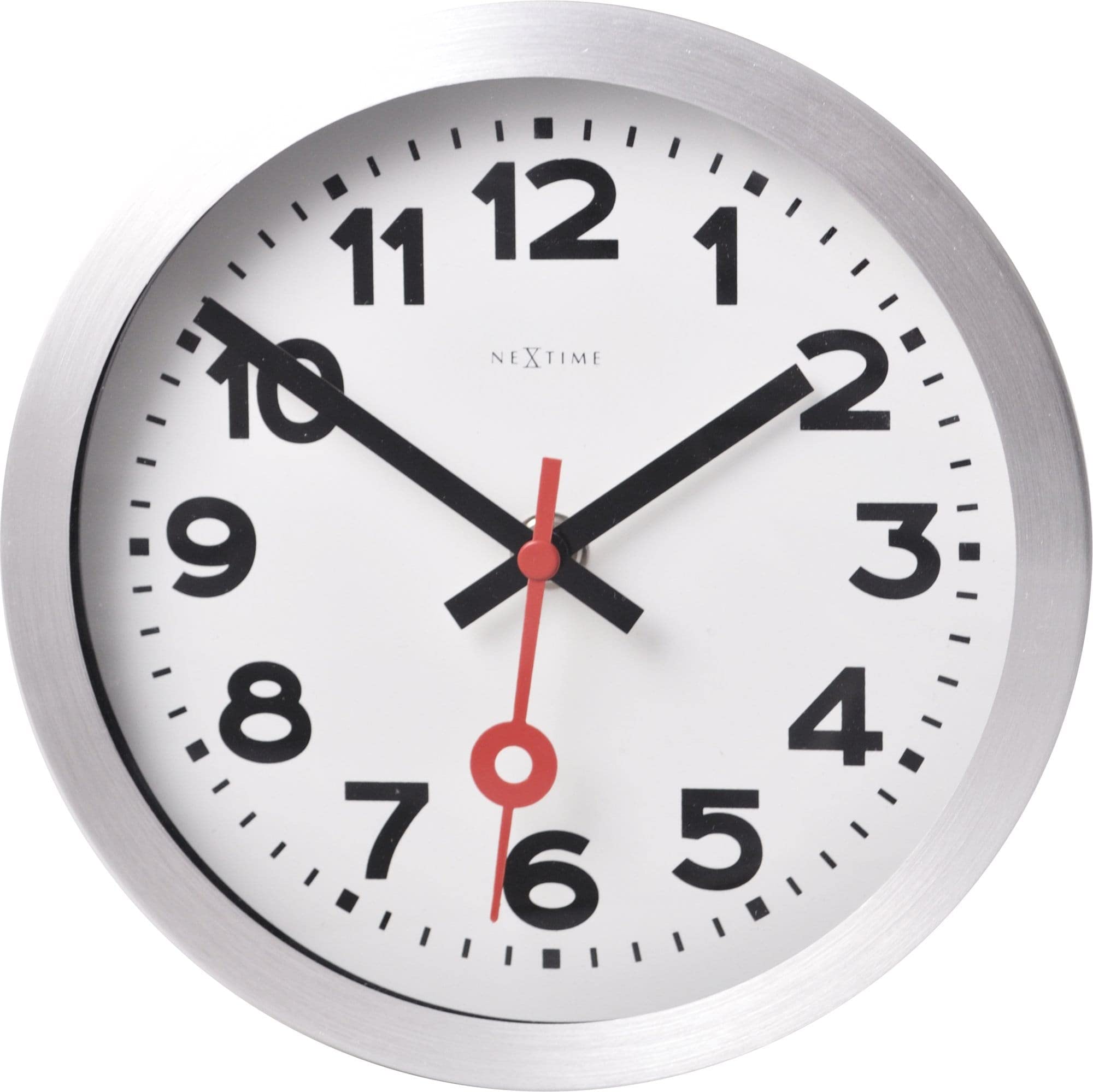 Nextime White Wall Clock / Table Clock Station Clock "Station", Very Silent, Round, Ø 19 Cm