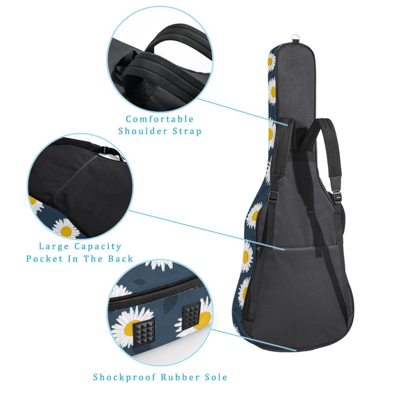 Torba na gitarę akustyczną wodoodporna gitara plecak gruby miękki wyściełany Boże Narodzenie bałwany klasyczna gitara etui, Kolor8, 42.9x16.9x4.7 in, Organizer do torby