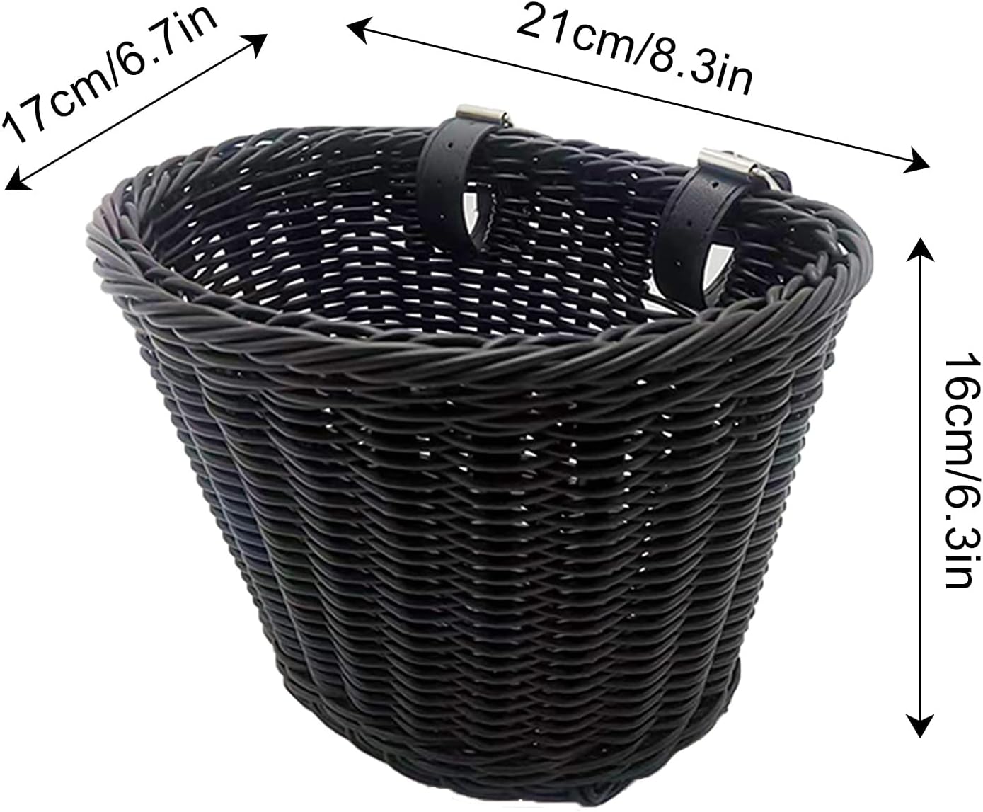 Front Handle Bar Bike Basket, Rattan Bike Basket Tiny Tricycle Baskets, Small Scooter Arts and Crafts Bike Decoration accessorieskit for Balance Bike Tricycle Scooter with DIY Decal, Black