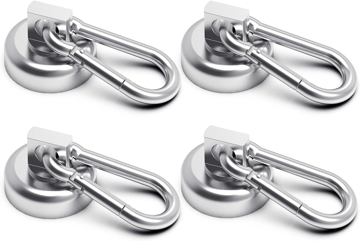 Ant Mag - Carabiner Magnetic Hooks Heavy Duty Neodymium Magnet Carabiner with Swivel Carabiner Snap Hook for Indoor/Outdoor Hanging Bagnet Grill Kitchen Purse Warehouse Office (4 Pack)