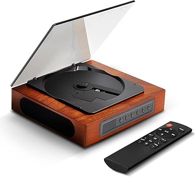 DVP-560 Retro CD Player with Speakers, Portable CD Player for Home & Gift, Bluetooth 5.1 Transmitter & Receiver, USB/SD Playback, SPDIF/AUX Output, Remote Control, Rechargeable Battery