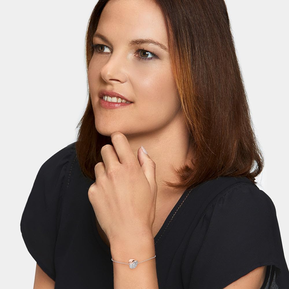 Engelsrufer Damen Armband aus Sterling Silber und Herz Flügel Anhänger - besetzt mit drei weißen Zirkonia Steinen - Karabinerverschluss - längenverstellbar - nickelfrei