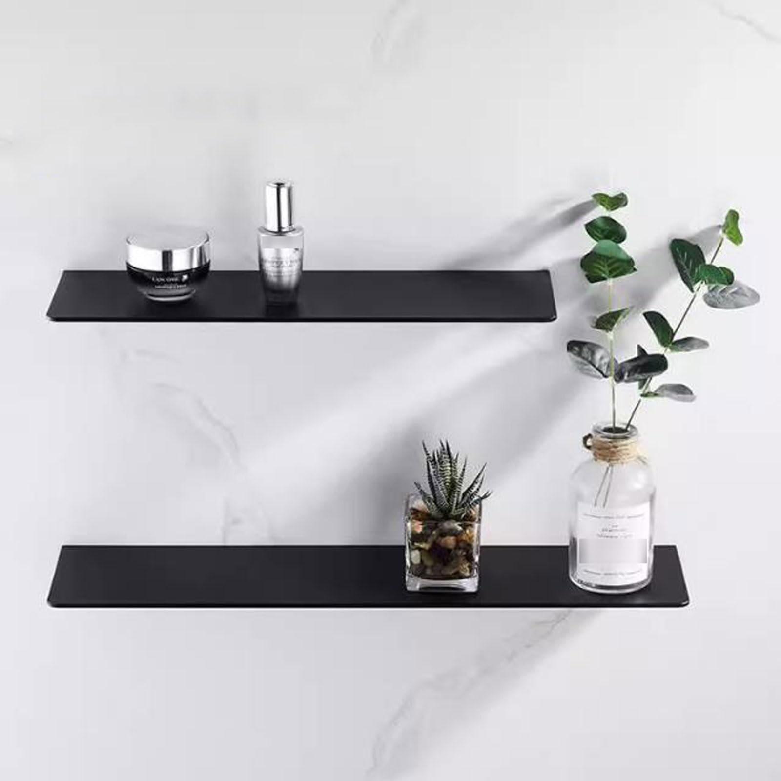 Decorazione Mensole sospese da parete in metallo, mensola sospesa a Contenitori(Bianco,60 * 15 * 5cm)