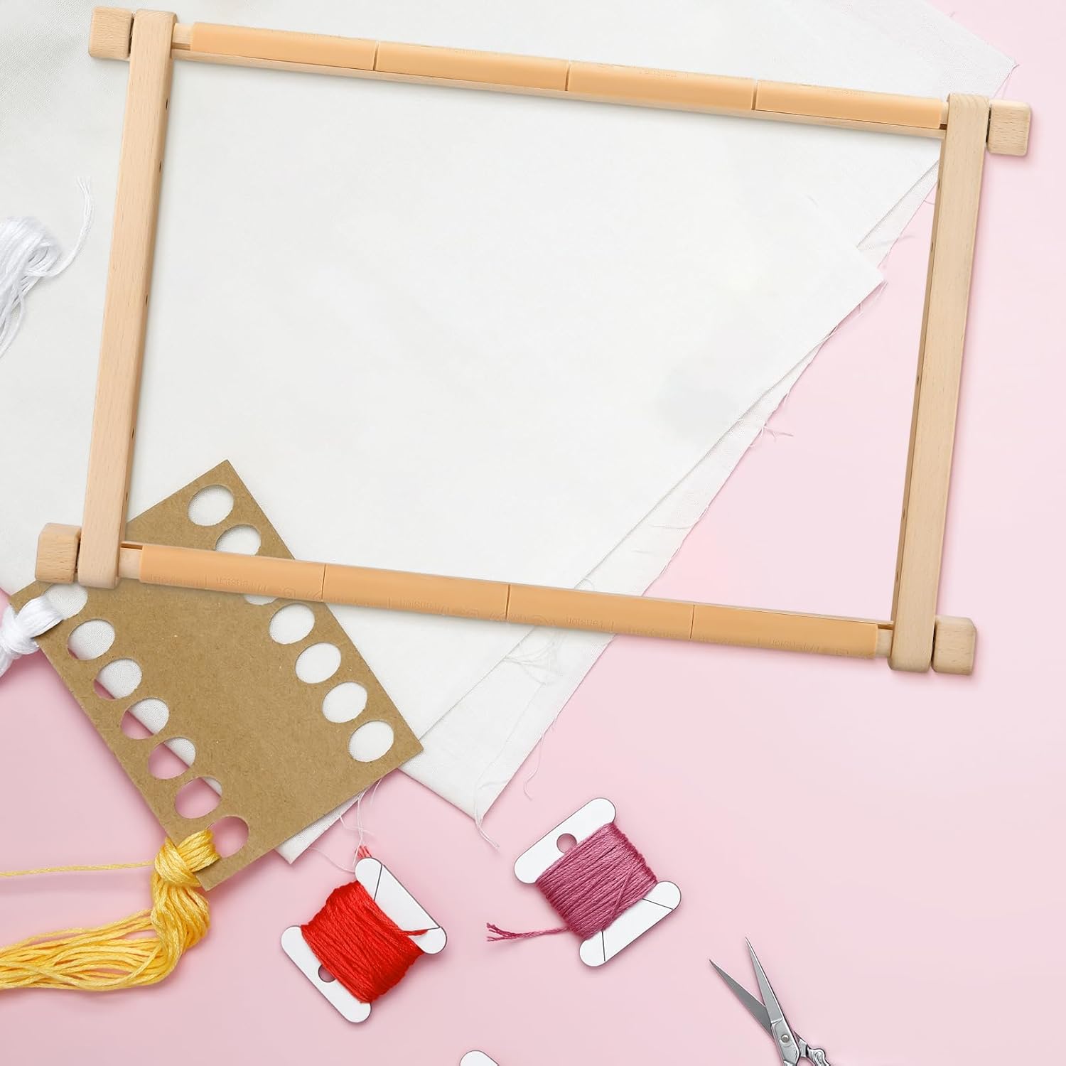 CroBlissful Cross Stitch Scroll Frame Set with Plastic Clamps Beech Hardwood Embroidery Frame Needlepoint Cross Stitch Holder for Sewing, Needlework, Embroidery Projects