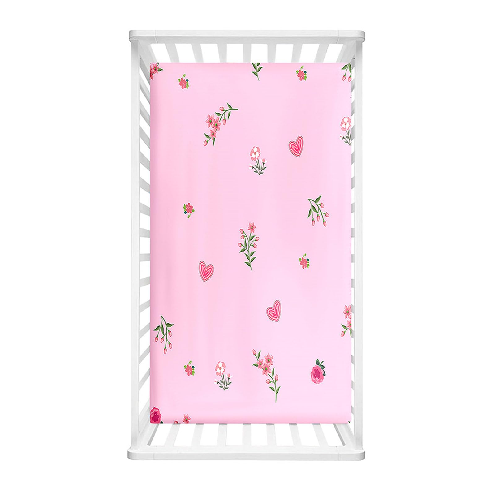 Morbuy Next to Me Crib Sheets, Nordic Flowers, Cot Bed Sheets, Soft Breathable Microfiber Moses Basket Sheets, Cot Sheets for Boy and Girl, Durable Easy Care Crib Sheets (Pink,90x55cm) โ image 1