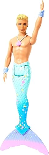 Miniatura 5 de Barbie Dreamtopia - Muñeca Merman, aproximadamente 12 pulgadas con cola de arcoíris azul y pelo rubio, para niños de 3 a 7 años