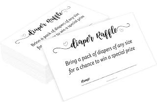 Baby Shower Games - Diaper Raffle Cards | Pack of 50 Premium 350gsm Quality Cards 3x2" | Fun Baby Shower Game for Guests - Perfect Addition to Your Baby Shower Invitations