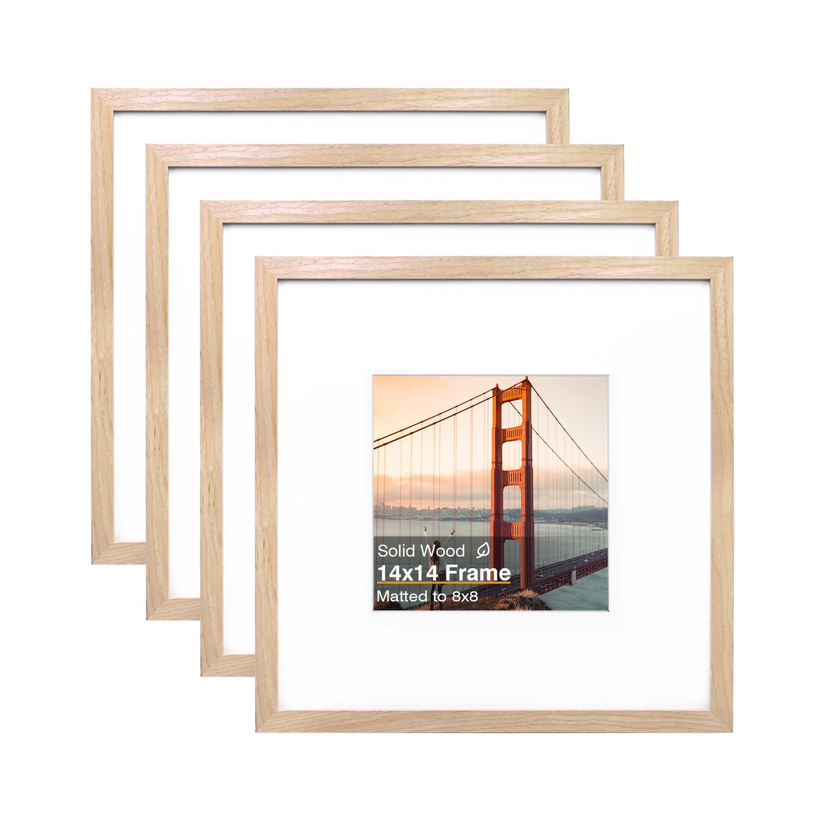 KINLINK Natural Wood 4-Pack 14x14 Frames