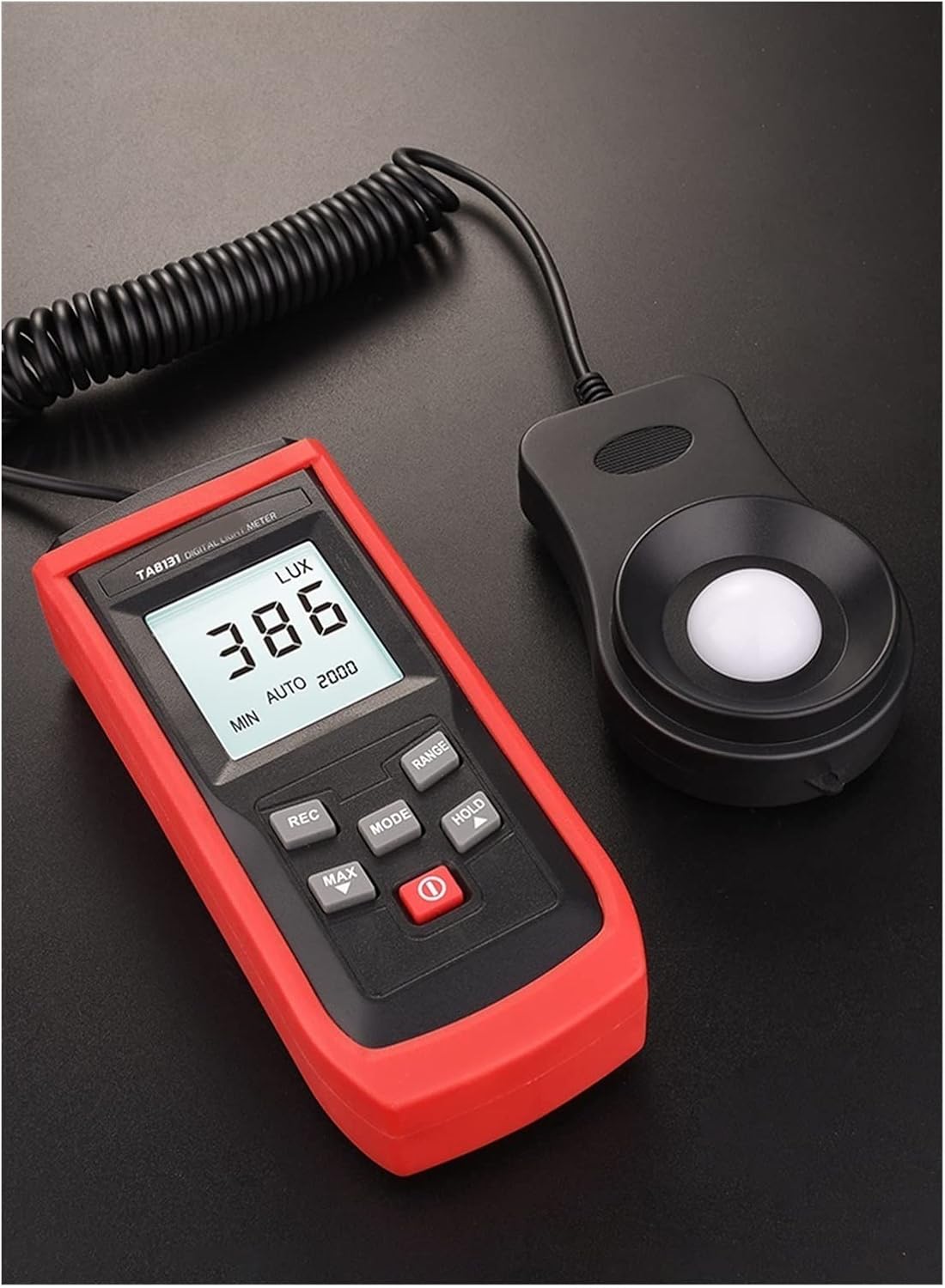 Digital Handheld Light Meter TA8131 with Flexible Sensor Probe, Split Spring Design, Measures 0-100000 Lux, Ideal for Photography, Horticulture, and Industrial Use