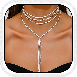 Black Rhinestone Necklace Diamond Choker Necklaces Formal Bridal Prom Fashion Costume Jewelry Necklace for Women