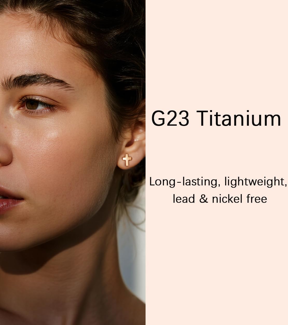 Limerencia Titanium Stud Earrings - Hypoallergenic Earrings for Women Men Sensitive Ears - Minimalist Jewelry Flatback Cross Bolt Cartilage Earrings - Image 4