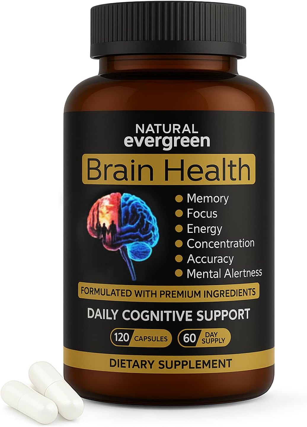 Brain Supplements for Memory and Focus – Nootropic for Men & Women | Supports Memory, Mental Clarity & Focus | Capsules with L-Theanine, Vitamin B6 & Phosphatidylserine (120)