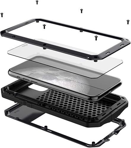 Marrkey Funda protectora de cuerpo completo 360 para iPhone 11, resistente a los golpes, funda de metal de aluminio con protector de pantalla