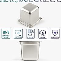 Vista 77 de CURTA Paquete de 6 cubiertas de sartén de mesa de vapor de tamaño 1/4 con asa, NSF, tapa de bandeja de hotel, tapa de comida de catering