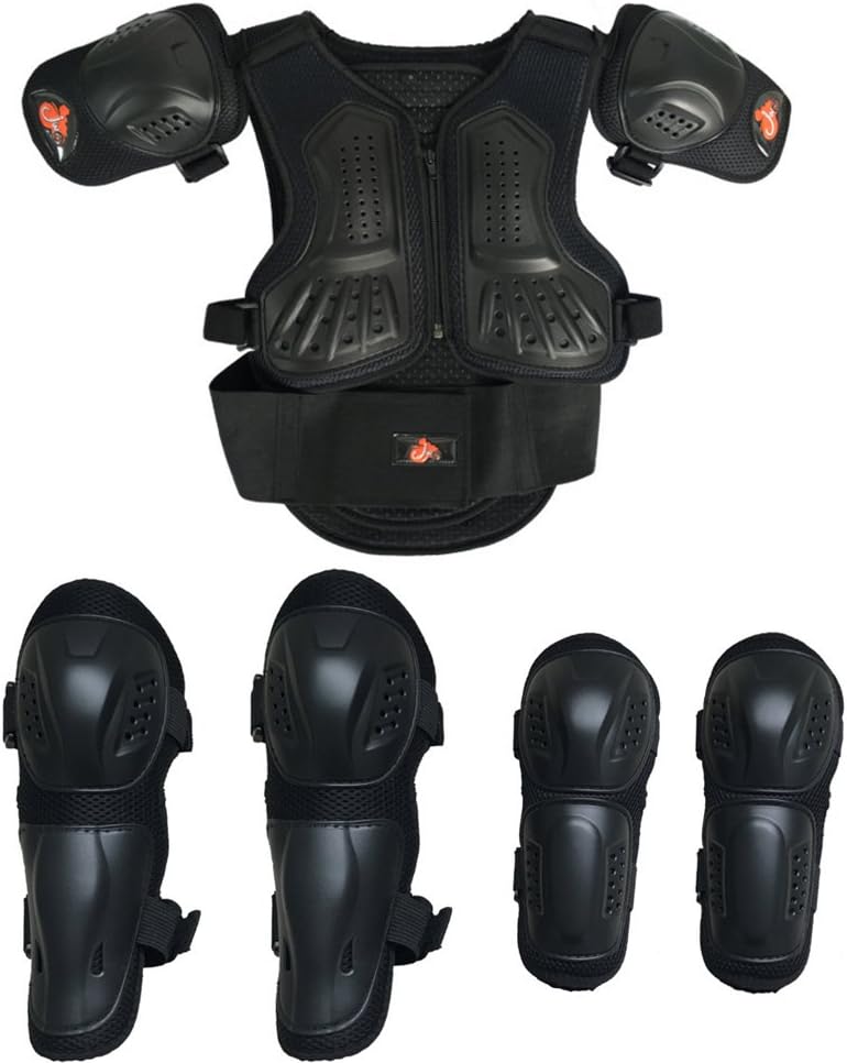 Takuey Kids Motorcycle Armor Suit Dirt Bike Chest Spine Protector Back Shoulder Arm Elbow Knee Protector Motocross Racing Skiing Skating Body Armor Vest Sports Safety Pads 3 Colors
