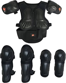 Kids Motorcycle Armor Suit Dirt Bike Chest Spine Protector Back Shoulder Arm Elbow Knee Protector Motocross Racing Skiing Skating Body Armor Vest Sports Safety Pads 3 Colors