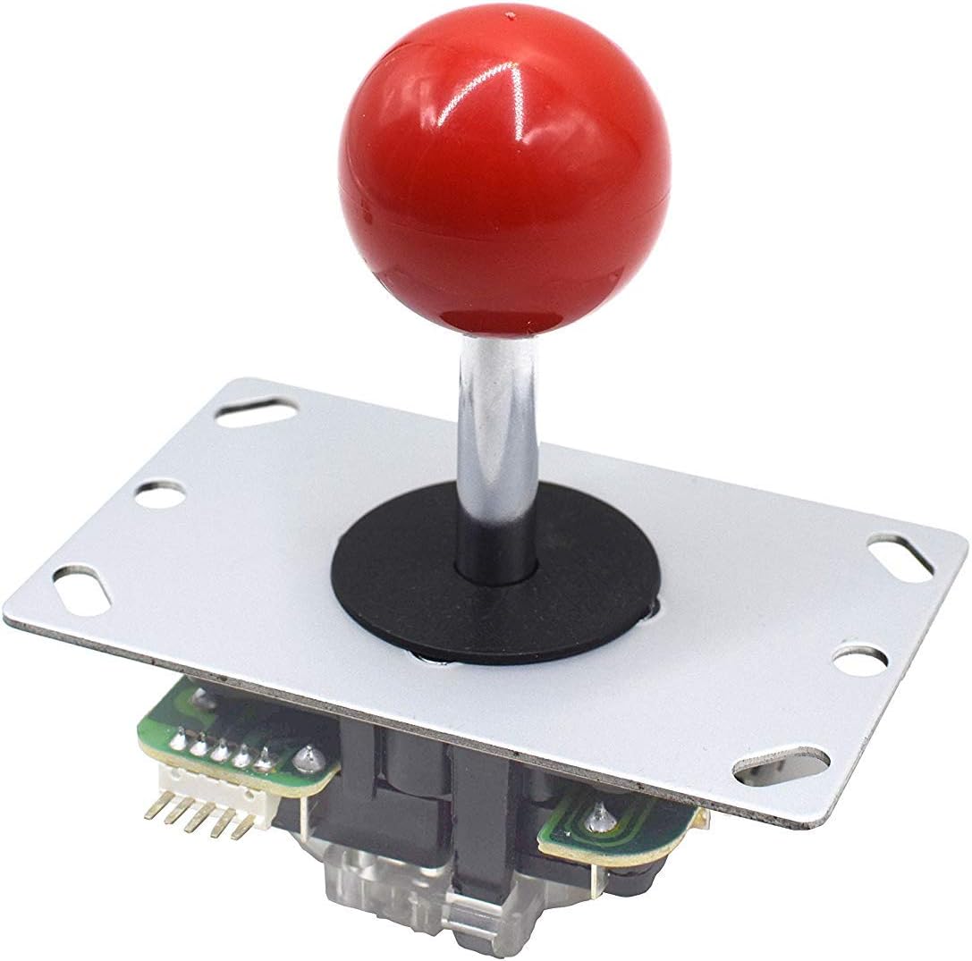 Marwey Red Ball Top Handle 5 Pin Micro Switches 4 & 8 Way Adjustable Arcade Joystick Replacement Cable Parts for Mame Jamma Arcade USB Encoder PC Game Cabinet DIY Joystick and Button Kit… (Red)