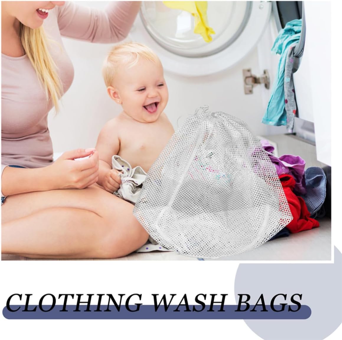 3pcs Drawstring Mesh Laundry Bag for Underwear, White