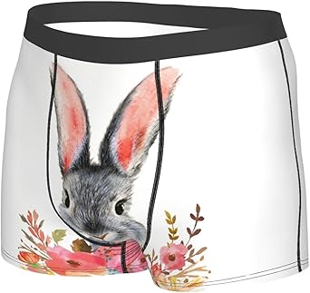 Amazon | [COOLEAD] うさぎ 兎 ウサギ 花 可愛い (1） ボクサーパンツ