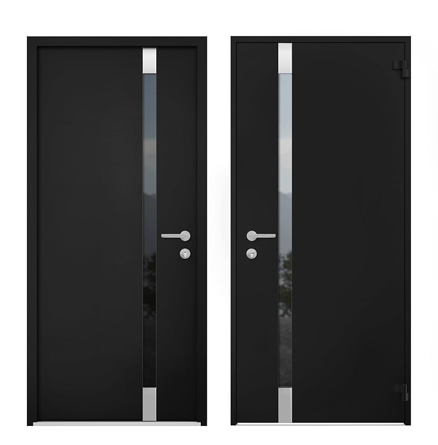 Blackish House sideA、sideB VDOMDOORS Front Exterior Prehung Steel Door/Cynex 6777 Black
