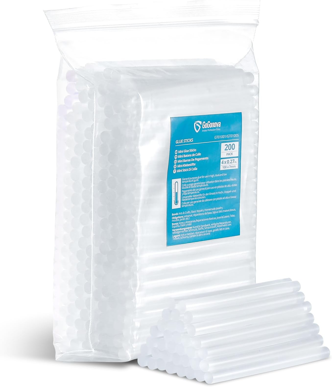 Mini Glue Gun Sticks, GoGonova 200 Pcs Clear Mini Glue Sticks, 0.27" Diameter and 4" Long Hot Melt Glue Sticks - Compatible with Most Mini Glue Guns