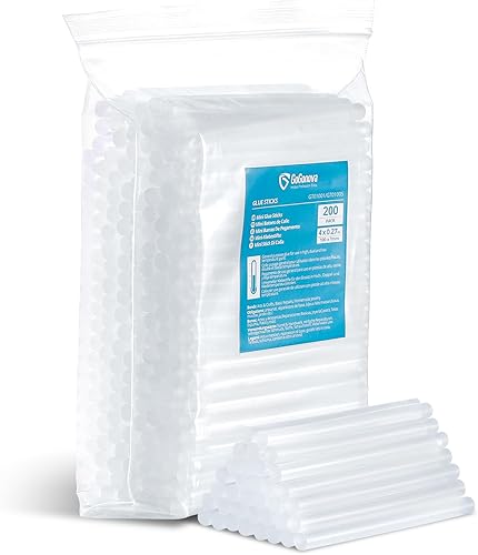 GoGonova - 200 mini barras de pegamento transparentes, 0.27 pulgadas de diámetro y 4 pulgadas de largo, compatibles con la mayoría de mini pistolas