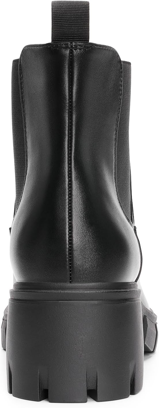 DREAM PAIRS Women's Elastic Chelsea Ankle Boots Platform Low Chunky Block Heel Lug Sole Slip on Fall Heeled Booties Shoes - Image 5