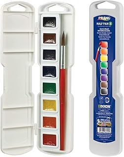 PRANG Half Pan Watercolor Paint Set with Brush and Lid, 8 Assorted Colors / 2 Pack