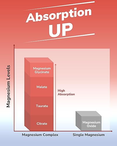 Miniatura 4 de Suplemento complejo de magnesio 4 en 1 de 1030 mg, absorción maximizada, malato, taurato y citrato, sin tamponar, apoyo óseo, corazón, nervio e