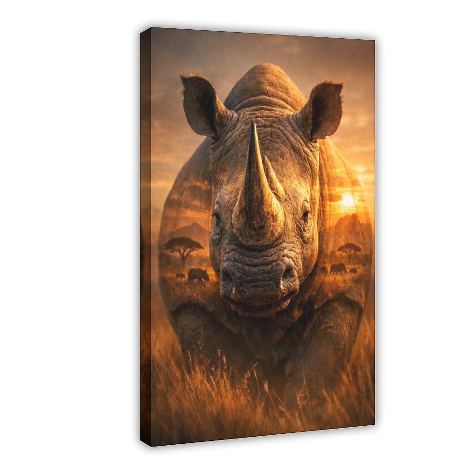 MRYCQ Rhinoceros Poster Canvas Poster for Bedroom Decor Gift