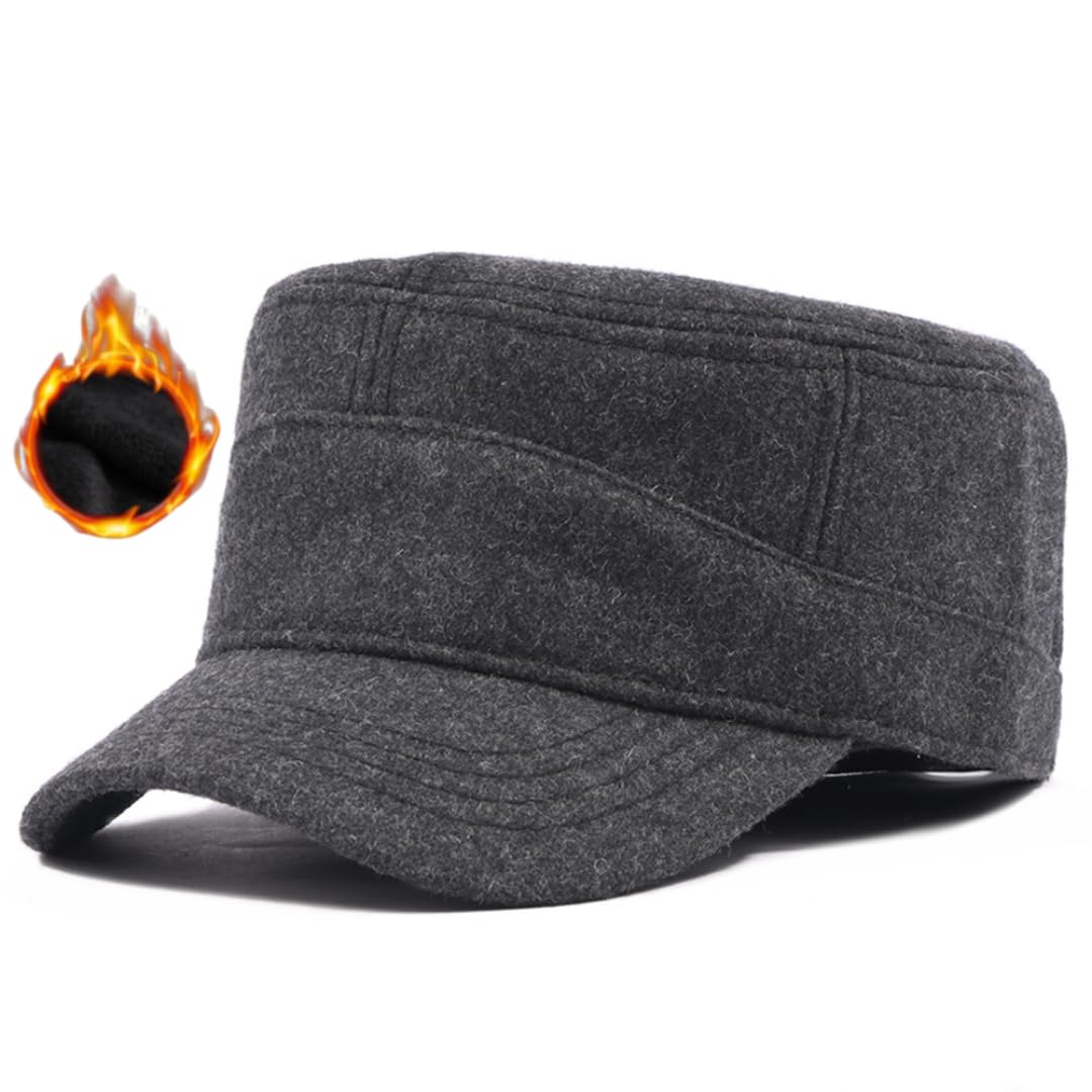 PyrafoxMen's Wool Army Baseball Cap M-XXL Large Head Military Hat