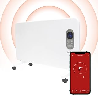 Igenix IG9520WIFI Smart Electric Low Energy Panel Heater with Amazon Alexa, Freestanding with Castors or Wall Mountable Heater with Day and Weekly Timer and Remote Control, 2000 W