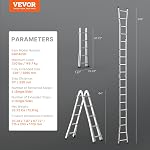 VEVOR Telescoping Ladder A Frame, 19 FT Compact Aluminum Extension Ladder, Multi-Function Portable Collapsible RV Ladder, Telescopic Ladder for Homework Stairs Indoor Outdoor Roof, 330lb Load