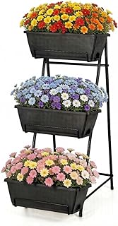 3 Tier Vertical Garden Planter Small Raised Garden Bed Freestanding Plas...