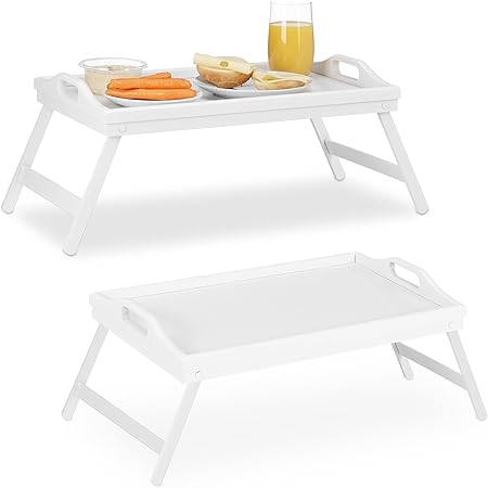 SVITA Bambus Betttablett Mit Klappbaren Beinen - Frühstückstablett Für Bett & Couch