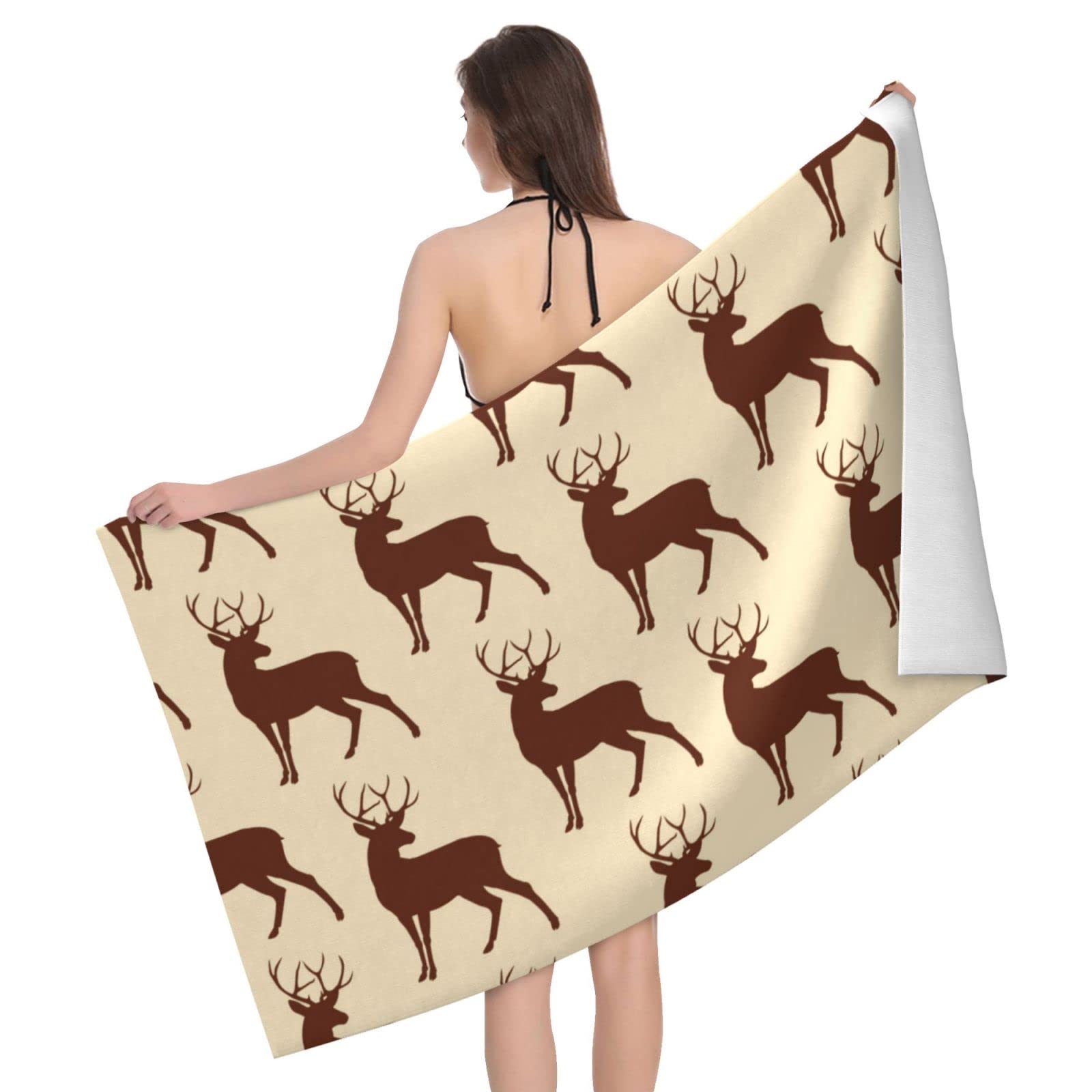 Lawenp Moose Bath Towel Beach Towel Popular Durable Stylishffy Touch Highly Absorbent Quick Dry Polyester 32" X 52" Also As A Gift