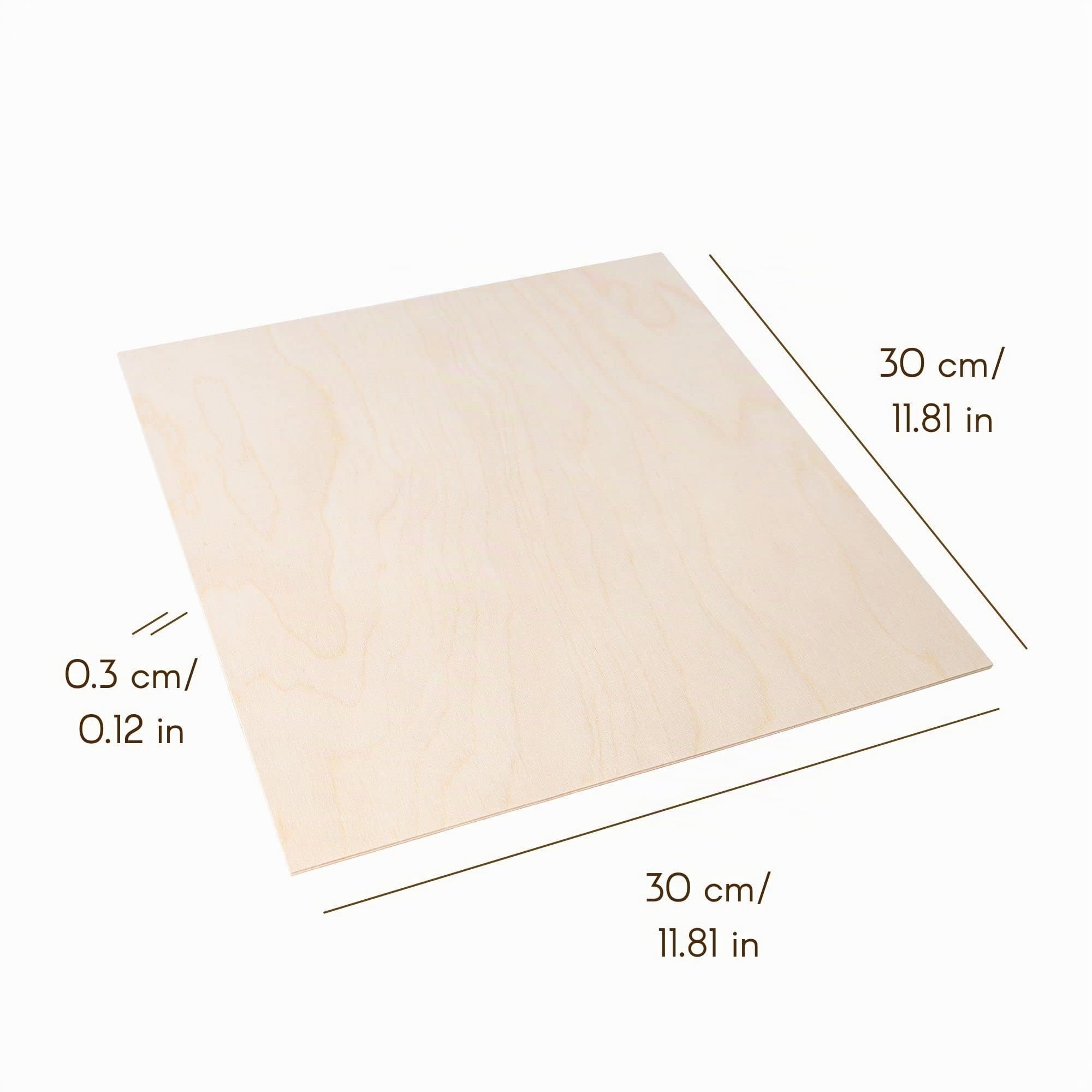 Creative Deco 30 x Contreplaqué 3mm Carré | 300 x 300 x 3mm (+/- 2mm) | Planche Bois Brut Bouleau | Panneau Feuille Découpe Laser | Bois pour Pyrogravure, Gravure, Cricut, Maquette