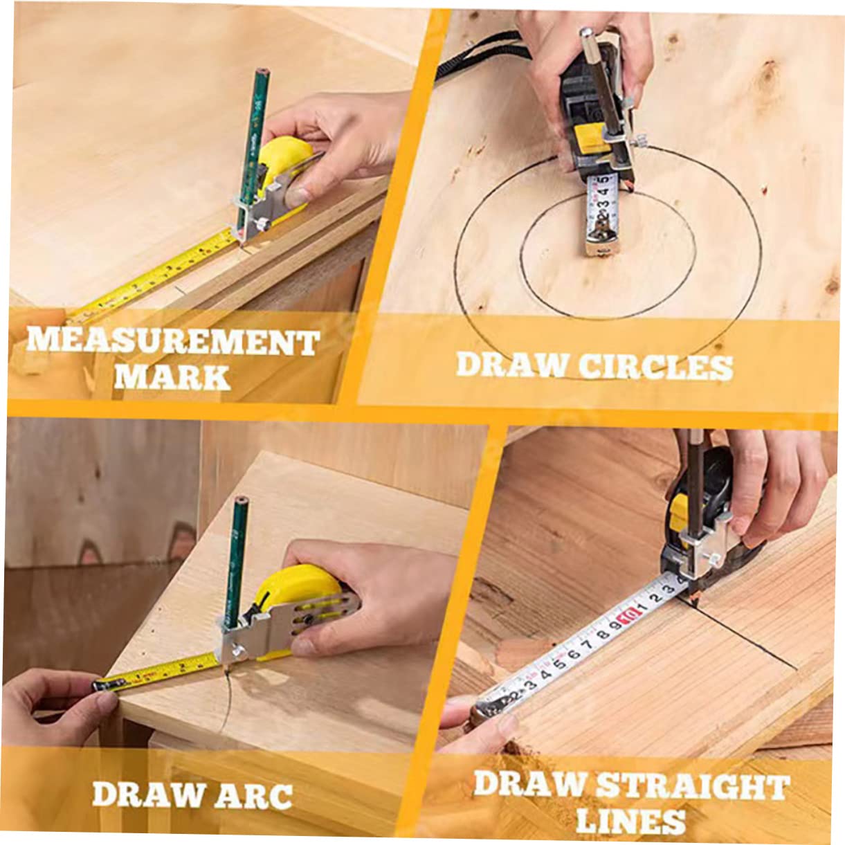 DOITOOL 5pcs Tape Measure Clip Holder Scribing Tool for Measuring Tape Easy Installation Material for Woodworking Engineering and Projects